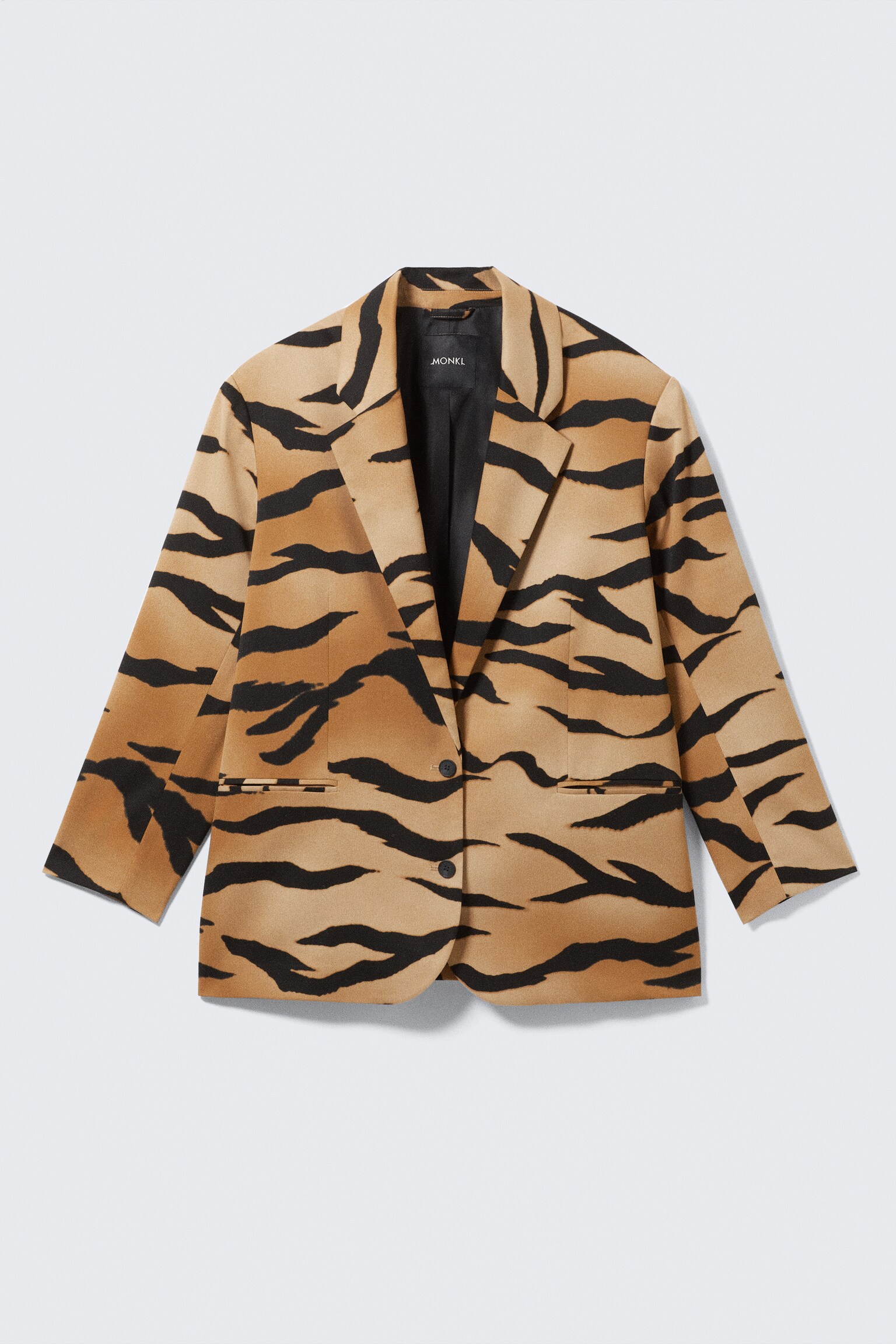 Single-Breasted Oversized Tiger Printed Blazer - Tiger-striped - 2
