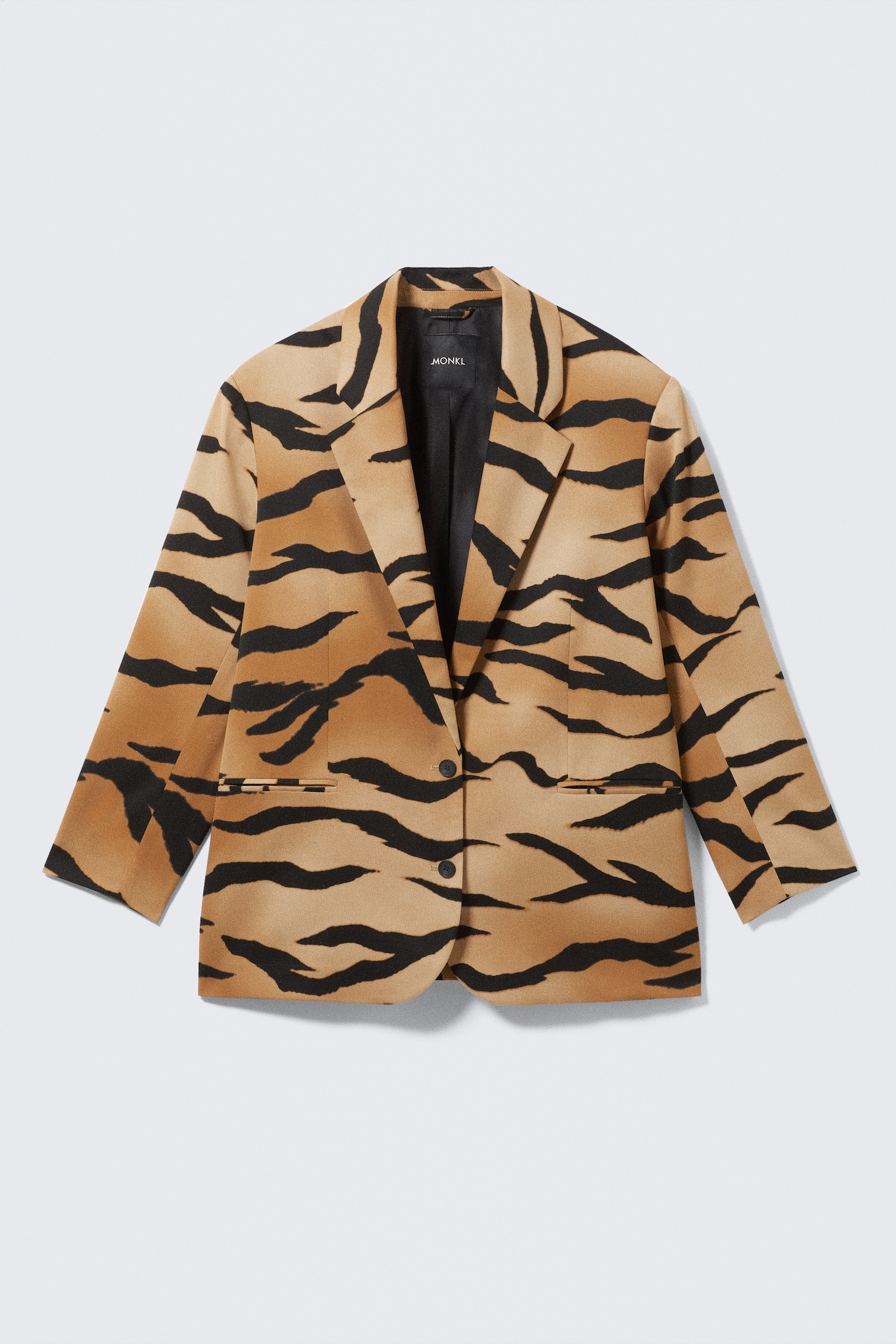 Single-Breasted Oversized Tiger Printed Blazer - Tiger-striped - 2