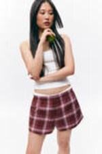 Dark Red Check - Flannel Boxer Shorts - 1