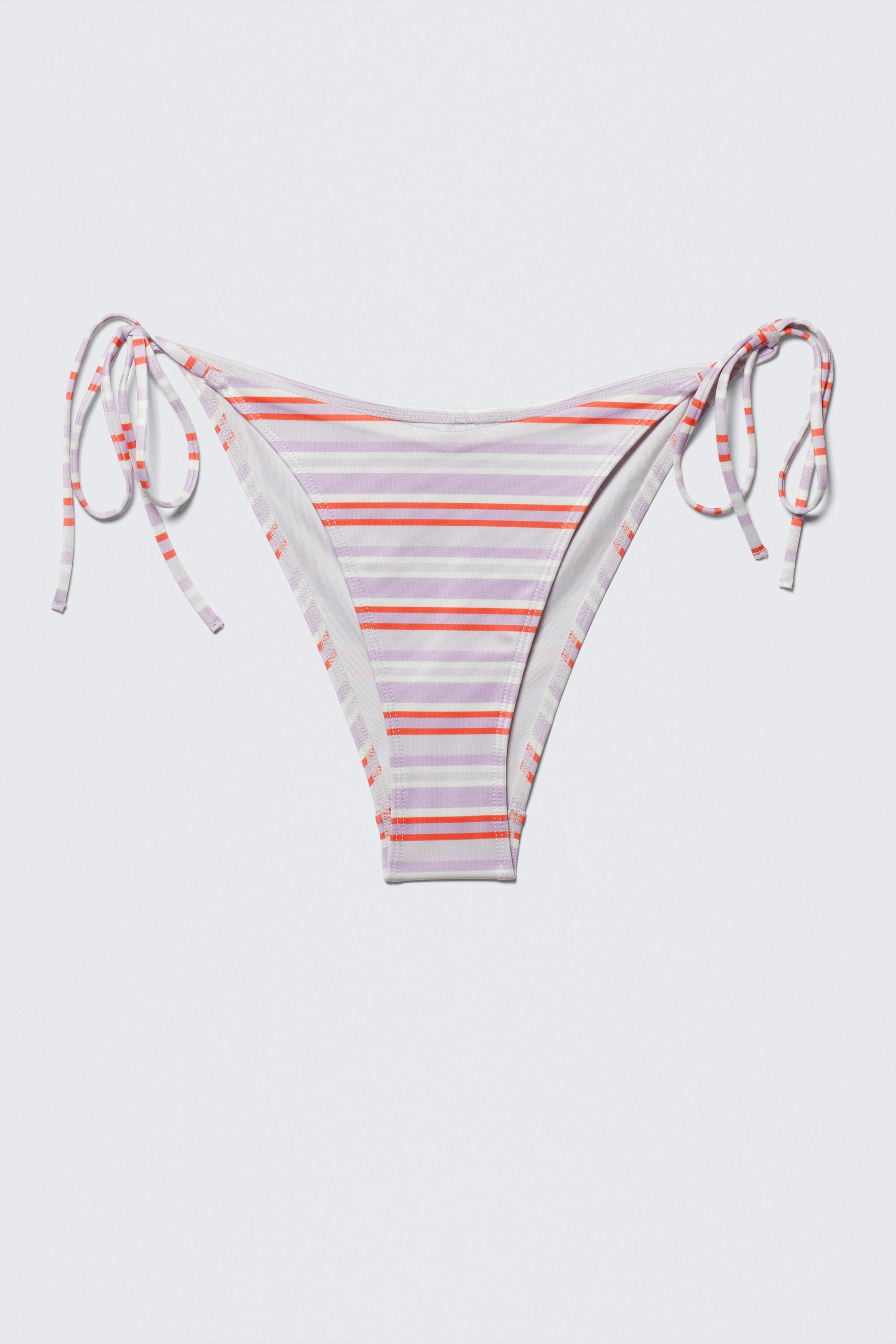 Purple & Red Stripes - Strappy Printed Bikini Bottoms - 3