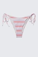 Purple & Red Stripes - Strappy Printed Bikini Bottoms - 3