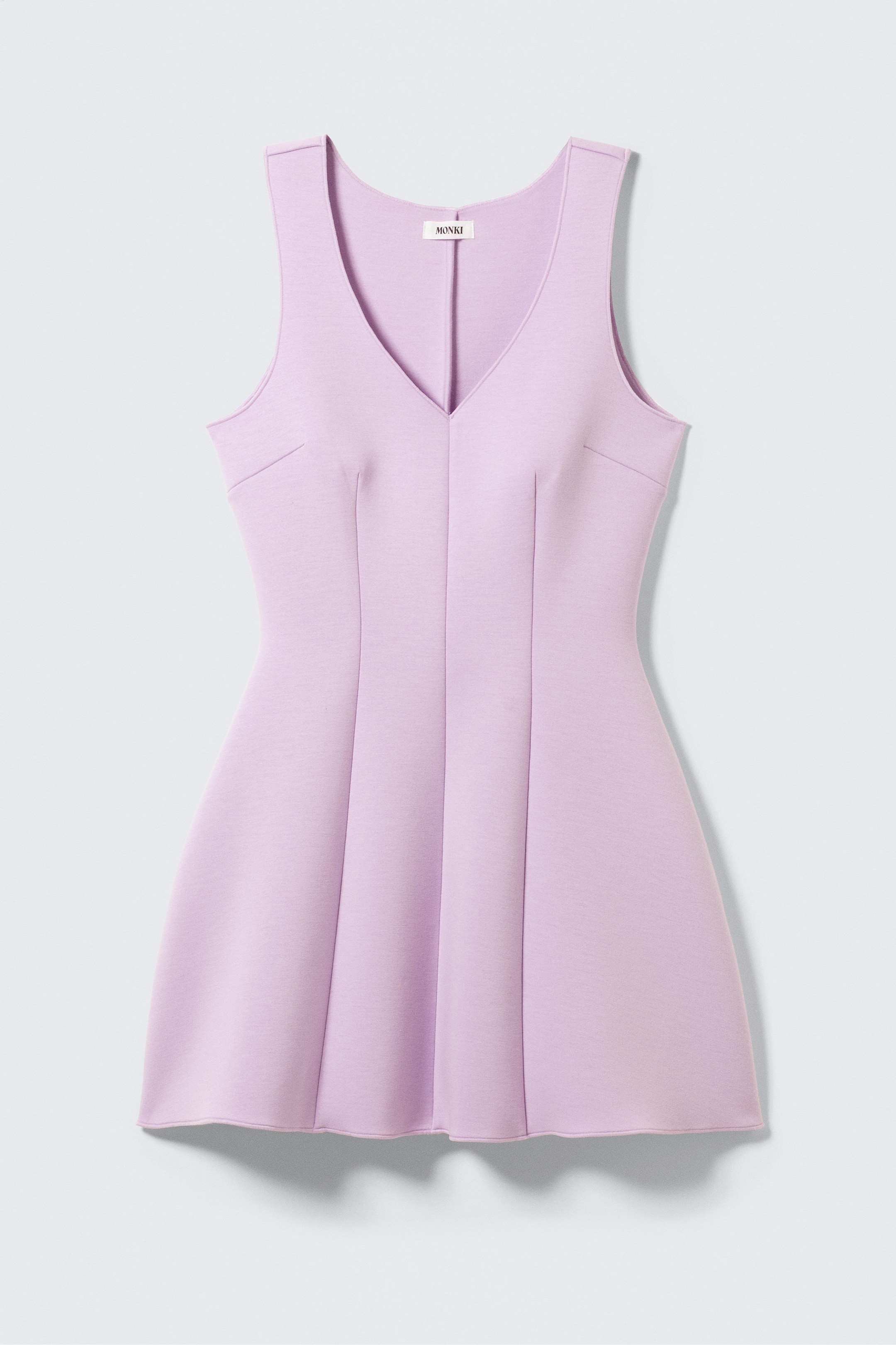 Lilac - V-Neck Fit-and-Flare Scuba Dress - 4