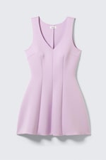 Lilac - V-Neck Fit-and-Flare Scuba Dress - 4