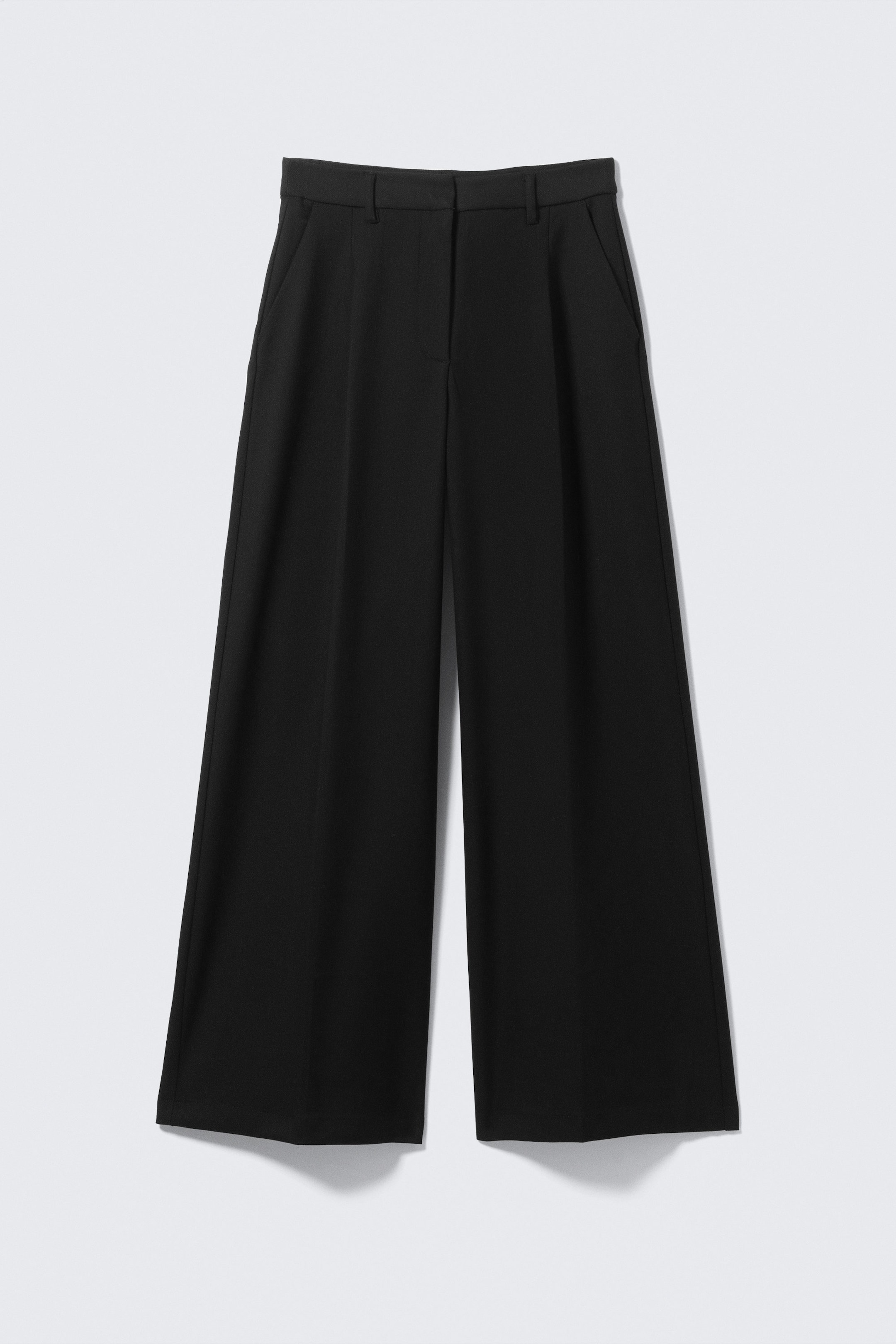 Black - Pleated High Waist Wide Leg Suiting Trousers - 4