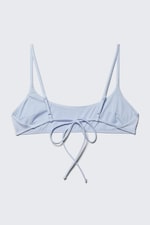 Skinande ljusblå - Djupringad bikinitopp - 1