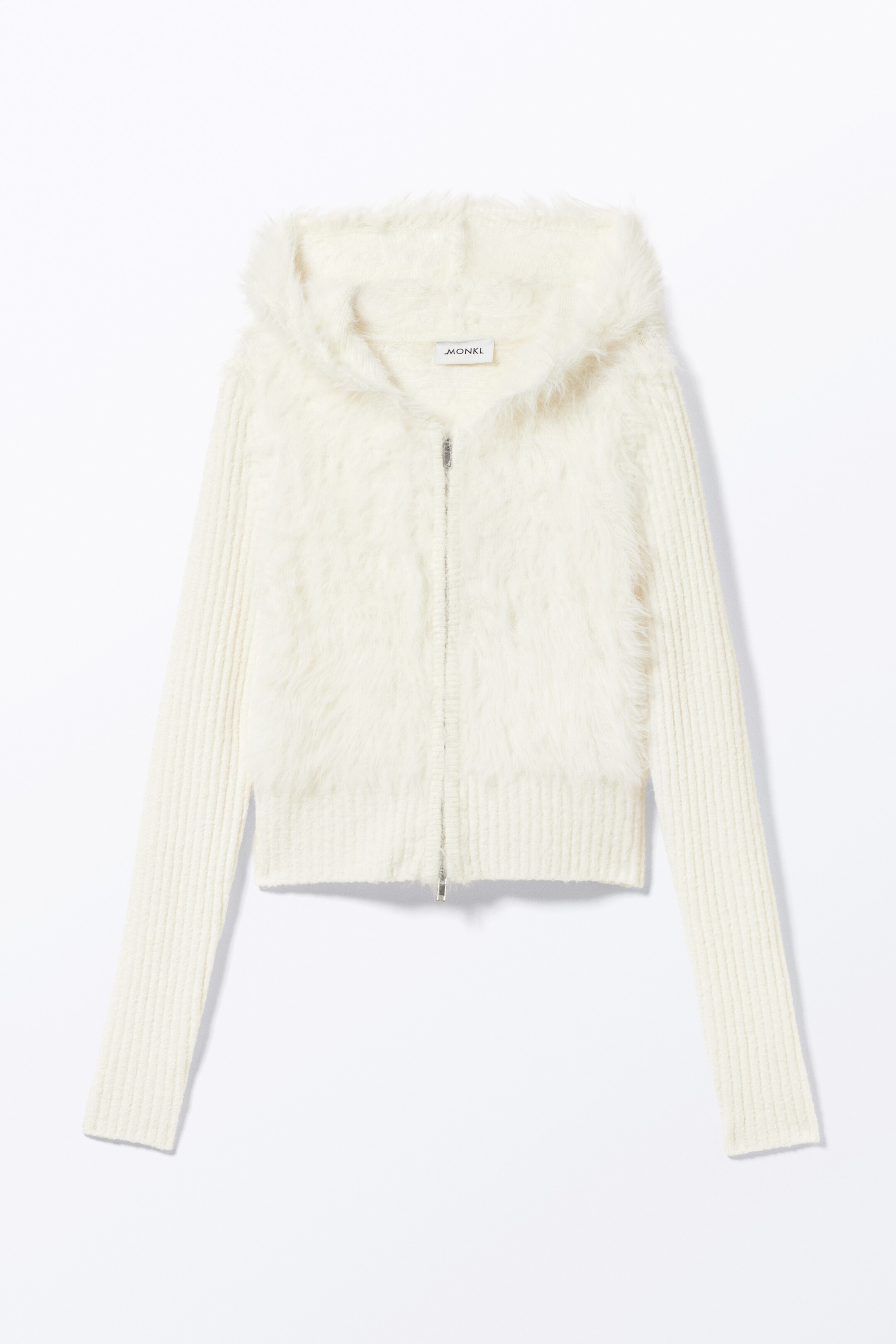 View larger image: Hairy Knitted Zip Hoodie - Dusty White - Ladies | H&M GB 5