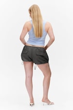 Dark Grey Melange - Drawstring Mini Cargo Shorts - 3