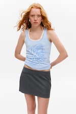 Dark Grey Melange - Low Waisted Mini Suiting Skirt - 1