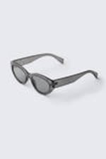 Transparent Grey - Angular Cat-Eye Sunglasses - 3