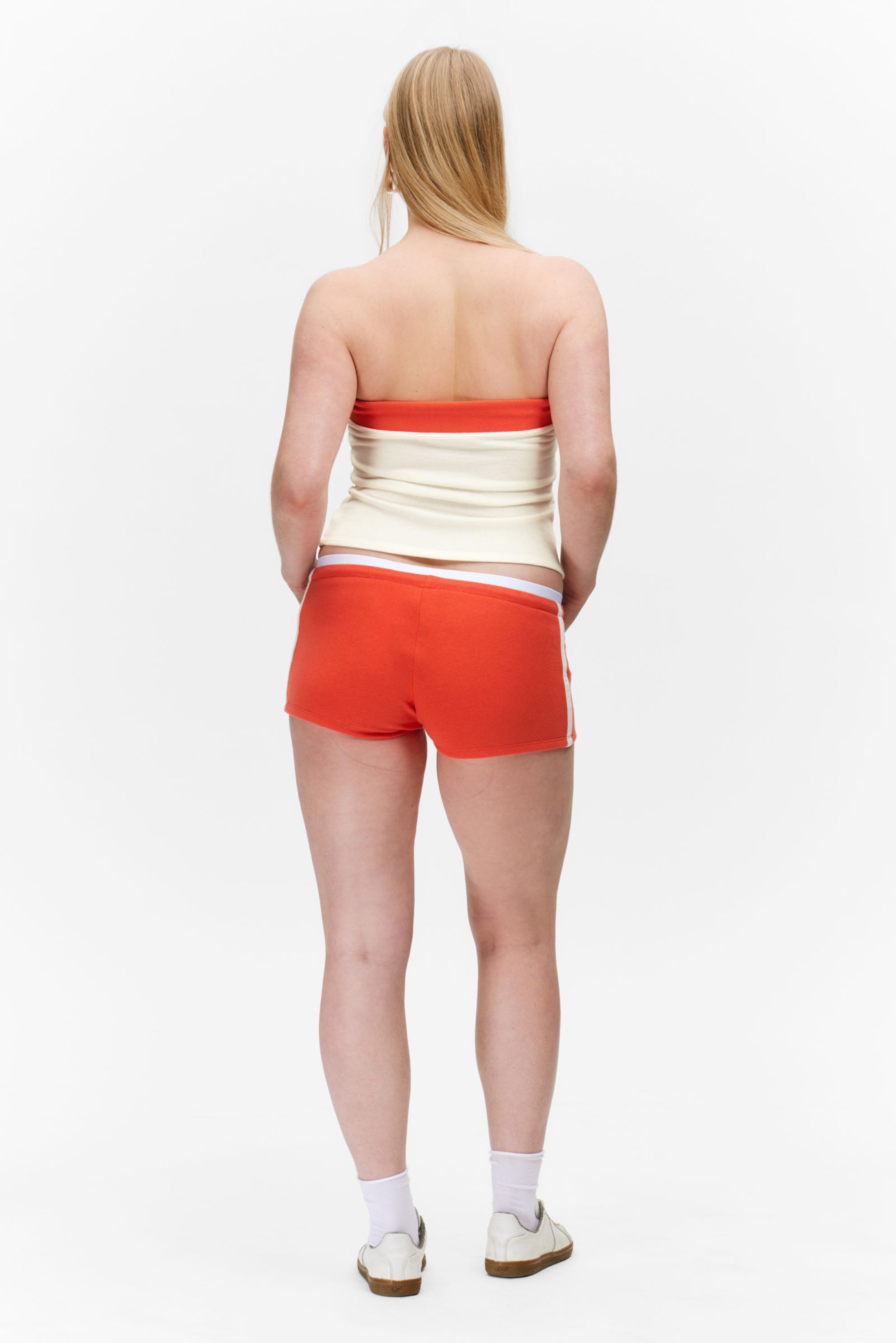 Red - Contrast Trim Mini Hot Pants - 2