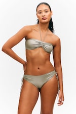 Glitter Kaki Green - Bas de maillot scintillant avec liens à nouer - 1