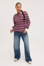 Burgundy - Long Sleeve Rugby Polo Top - 1