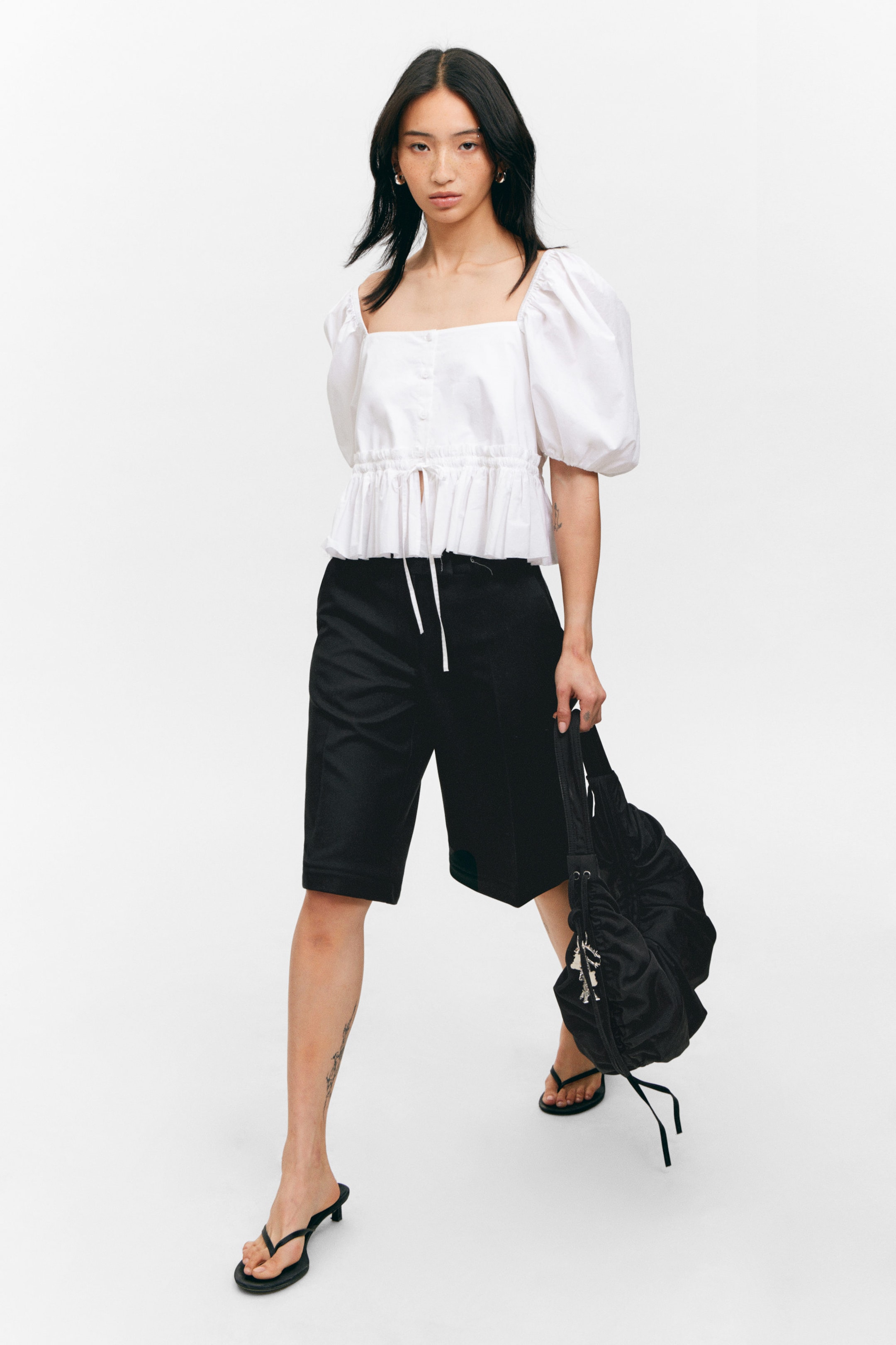 Black - Low Waisted Zip-Off Suit Trousers - 3