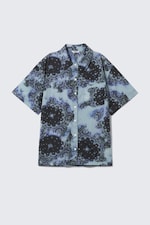 Blue Abstract Paisley - Oversized kortärmad skjorta i bomullspoplin - 0