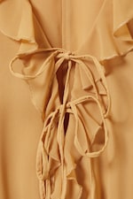 Mustard Yellow - Frilled V-neck Mini Dress - 1