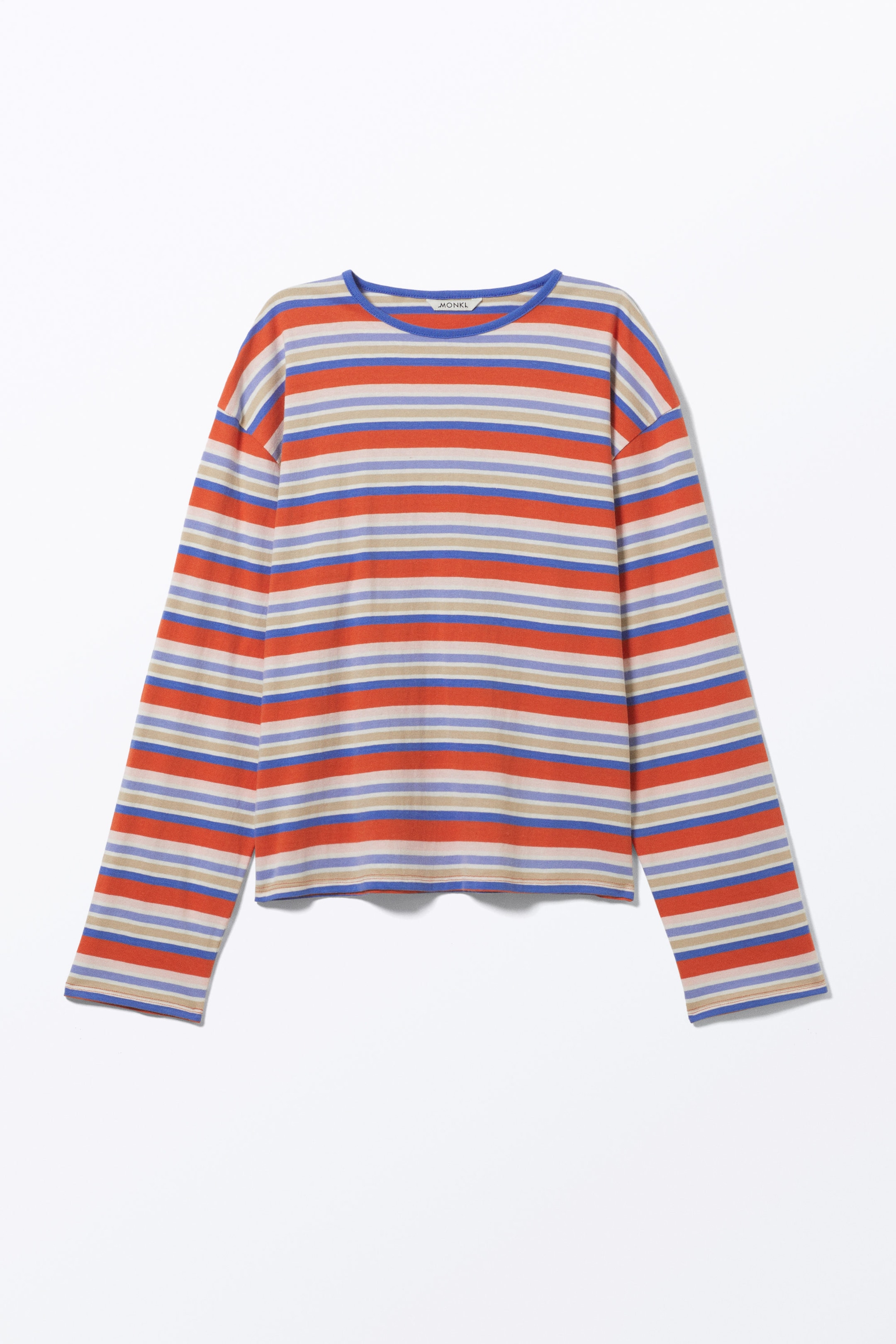 Bright Orange - Multi-stripe - Boxy Sleeve T-Shirt - 0