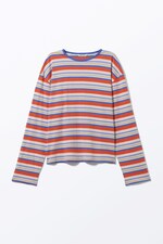 Bright Orange - Multi-stripe - Boxy Sleeve T-Shirt - 0