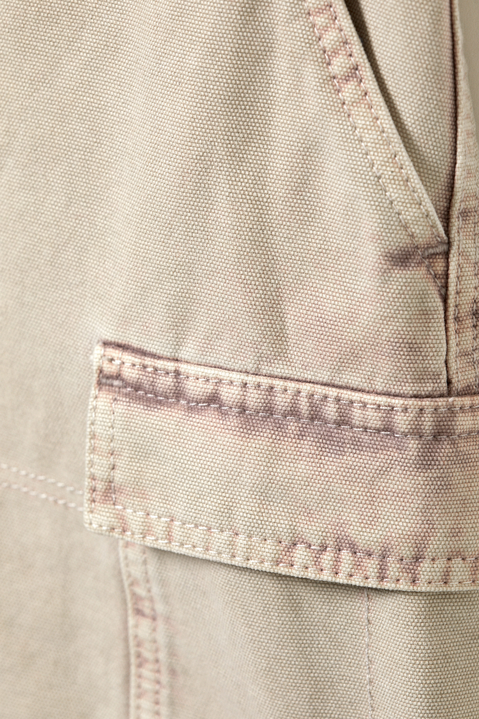 Rosa-stichiges Beige - Mini-Cargorock aus Baumwolle - 4