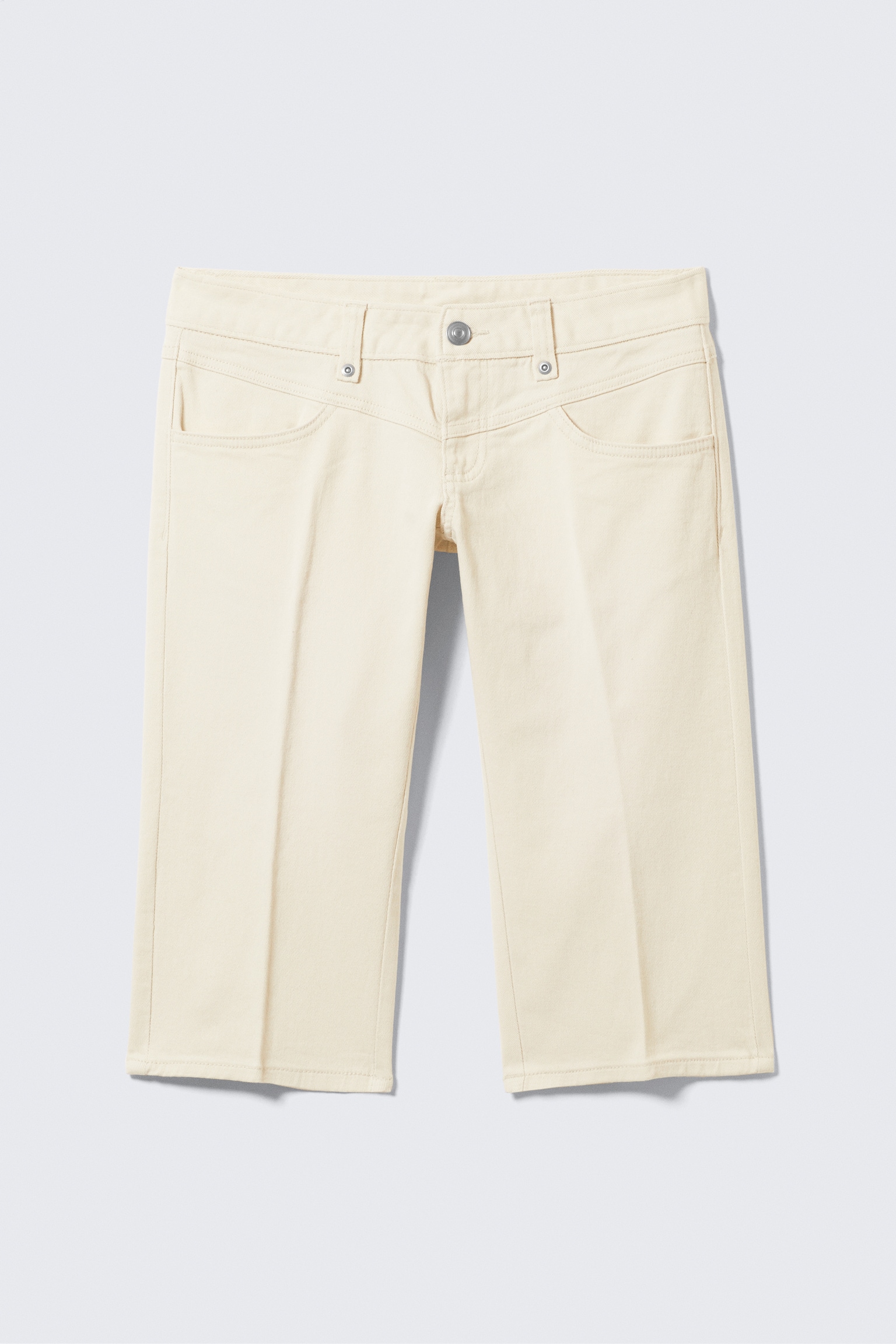Ultra Low Rise Capri Trousers - Dusty White/Dark Brown - 2
