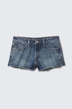 Mountain Blue - donkerblauw - Lage denim mini-short met onafgewerkte zoom - 5