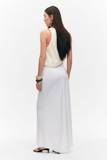 White - Flowy High-Low Maxi Skirt - 3
