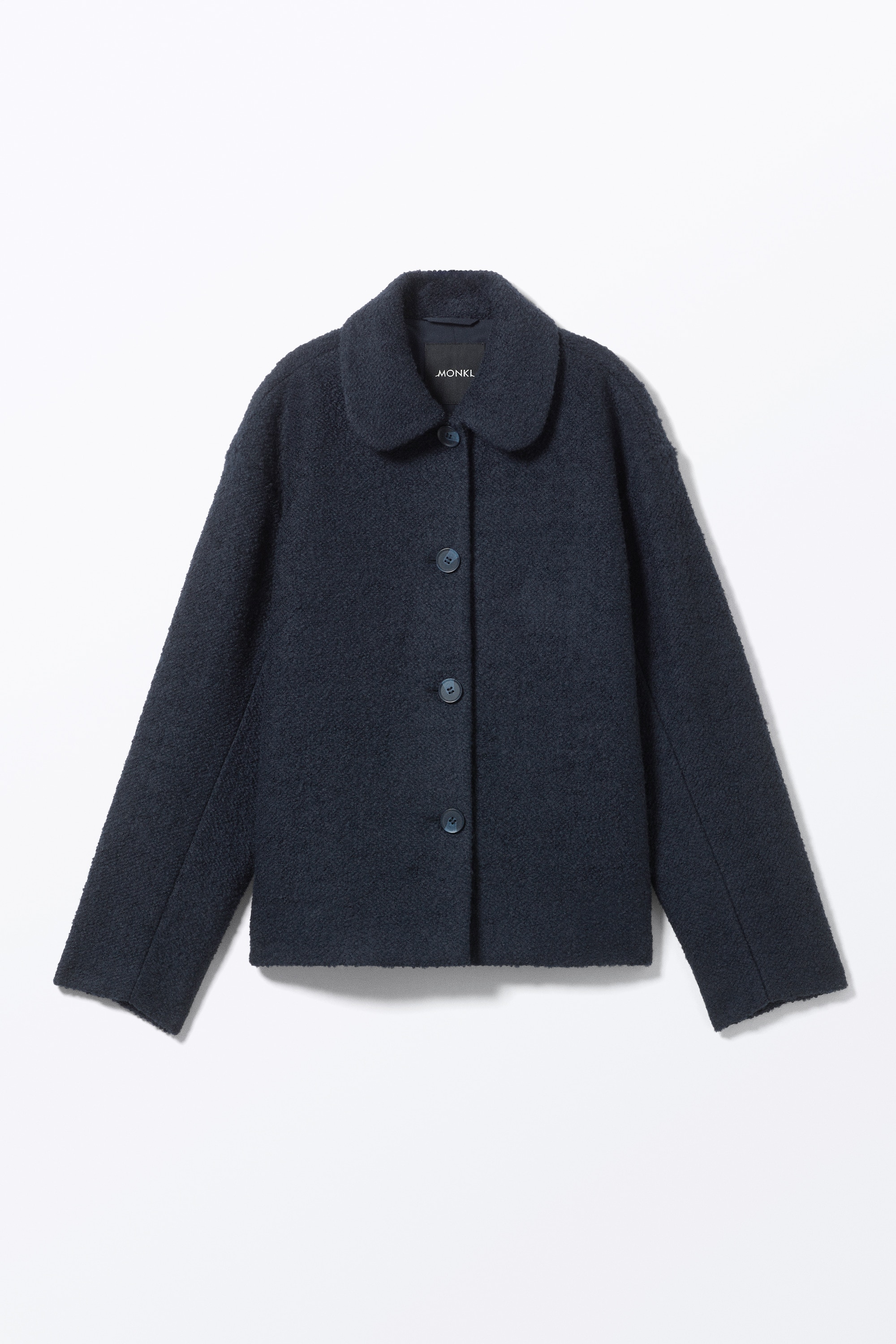 Single-breasted Wool Blend Jacket - Navy Blue/Off-white/Light Beige