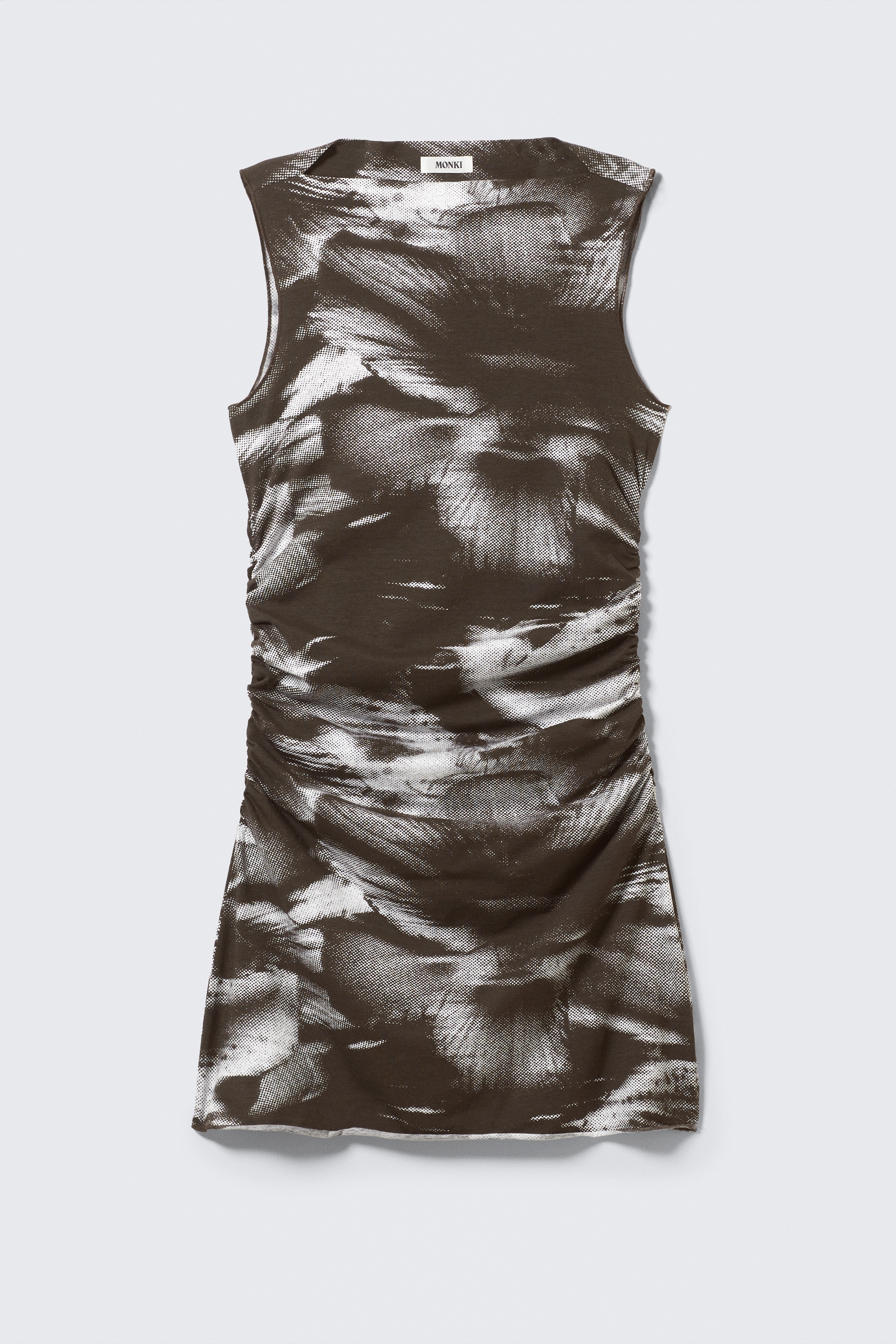 Minikleid aus gerafftem Jersey - Dunkelbraun - Abstrakt floral/Braun