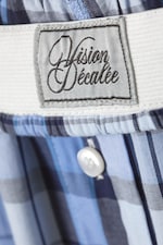 Blue Check - Wide-Leg Cotton Twill Trousers - 6