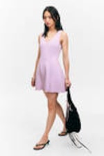 Lilac - V-Neck Fit-and-Flare Tank Dress - 2