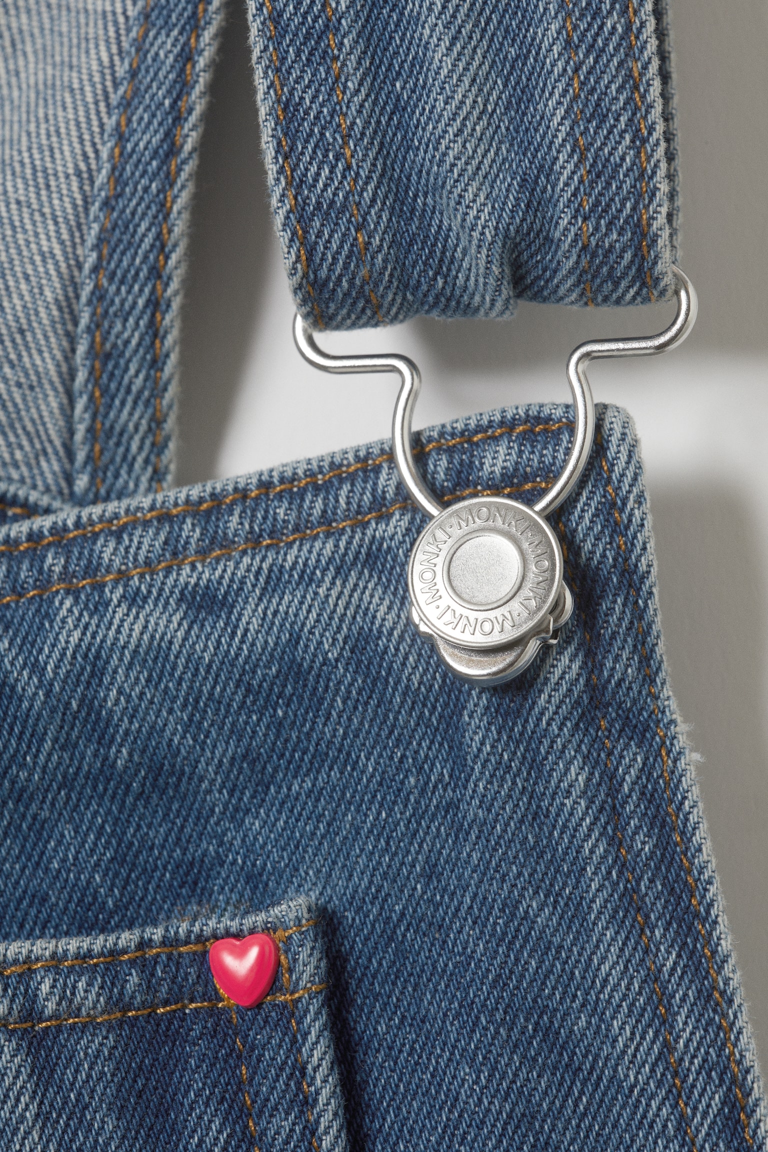 Denim Dungaree Mini Dress - Sunset Blue - Medium Blue - 3