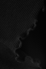 Black - Ribbed Frilled Mini Shorts - 1