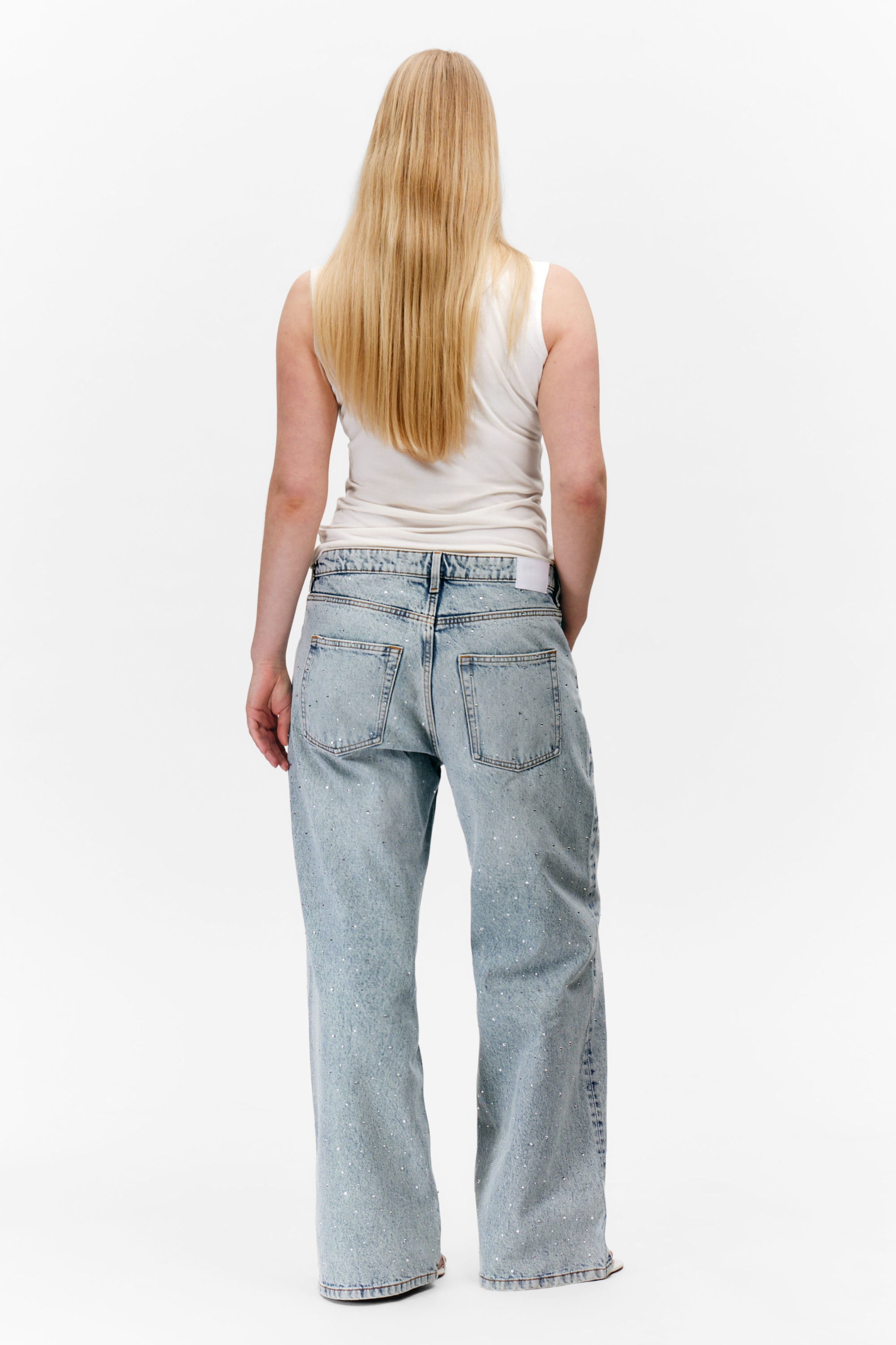 Venice Blue - Light Blue - Paz Mid Straight Embellished Jeans - 4