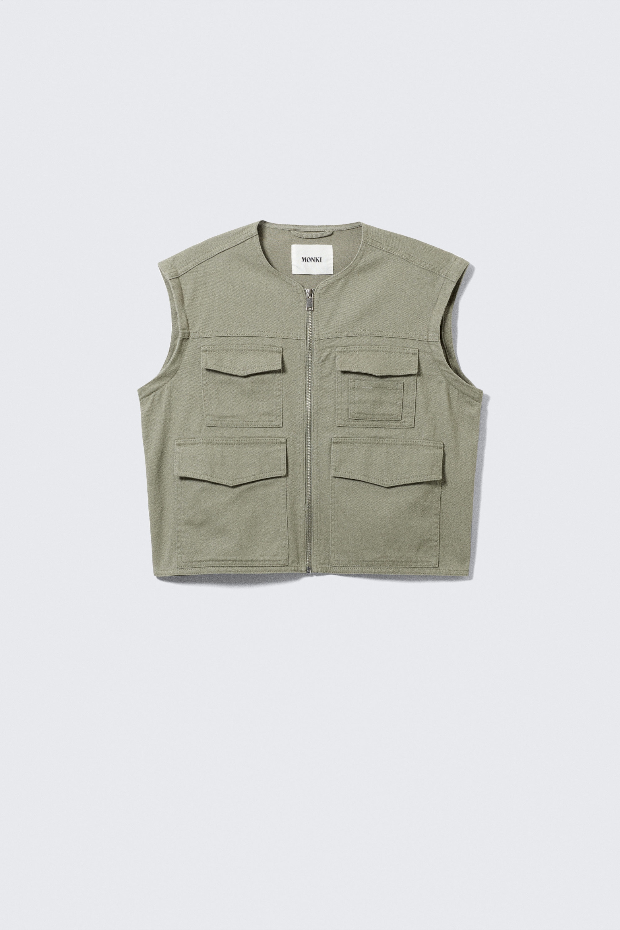 Light Dusty Khaki Green - Detachable Sleeve Cotton Jacket - 7