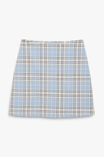 Light blue checkered - A-line mini skirt - 0