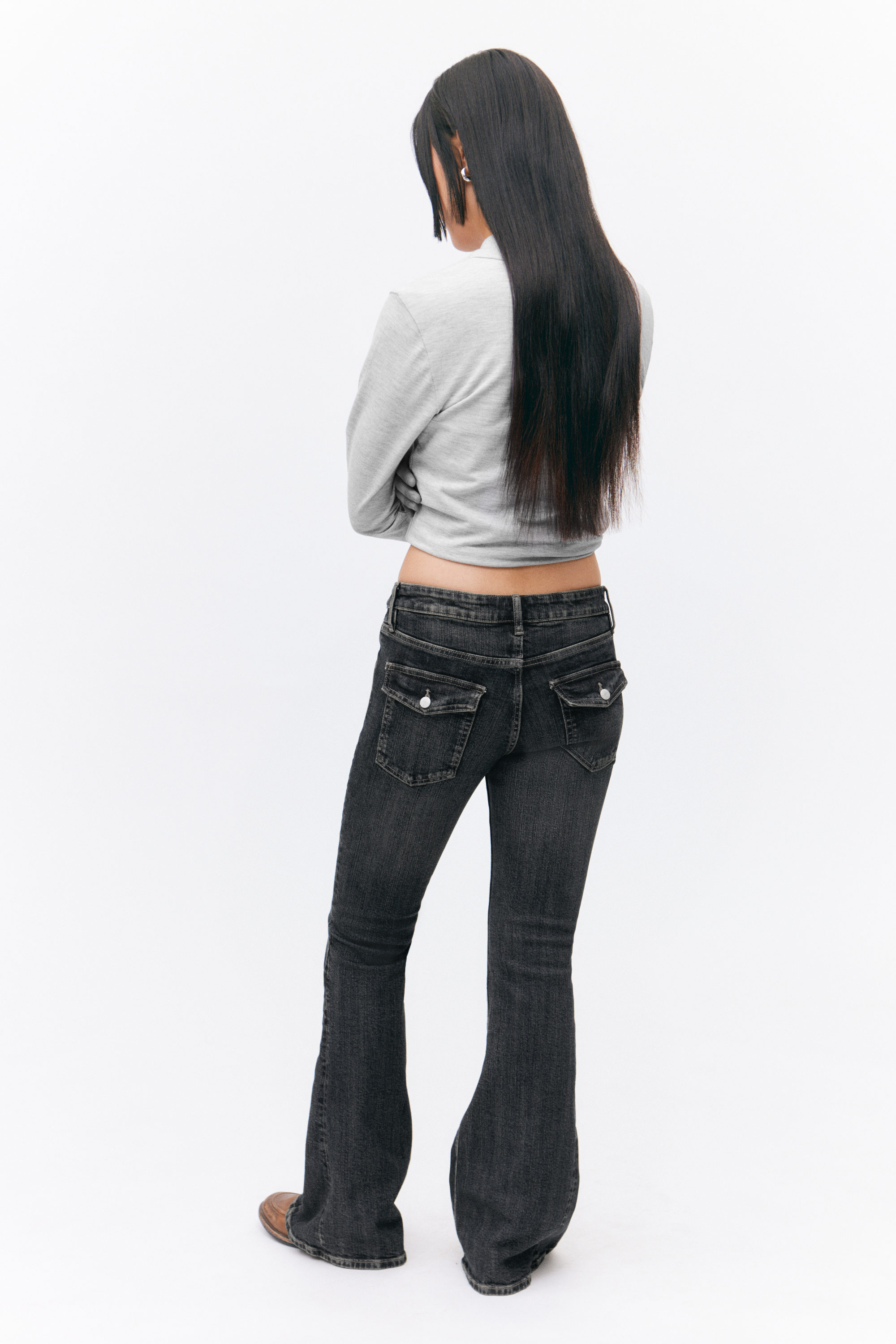 Blå - Cheri utsvängda jeans med låg midja - 4
