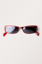 Dark Red - Rectangular Sunglasses - 0