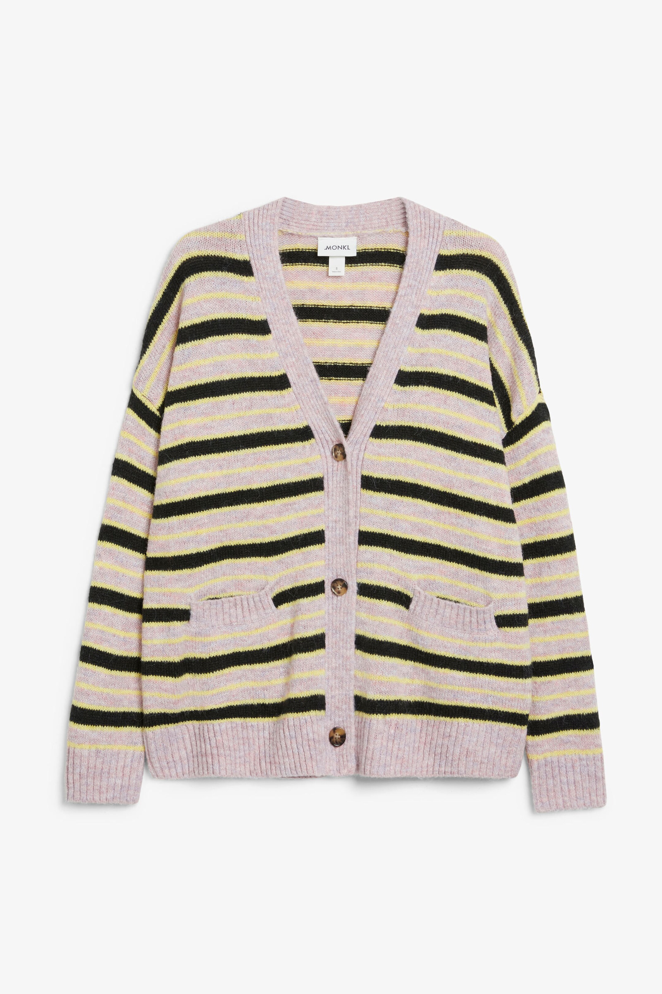 Pink & black stripes - Relaxed knitted cardigan - 0