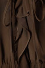 Dark Brown - Frilled V-neck Mini Dress - 5