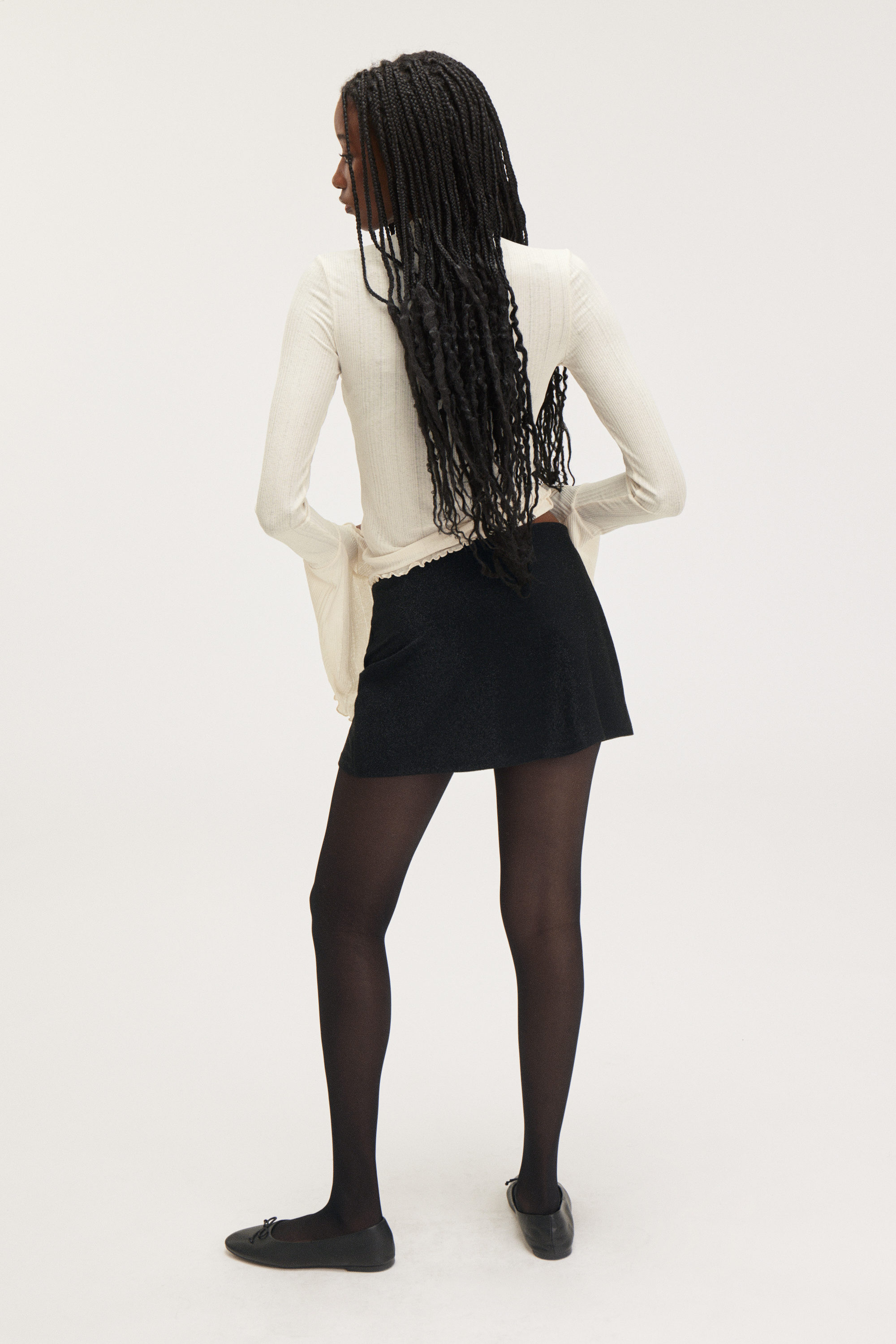 Black Glitter - Mini Pull-on Skirt - 2