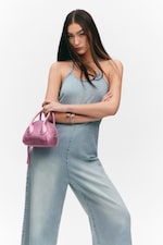 Space Blue - Light Blue - Halter Neck Denim Jumpsuit - 2