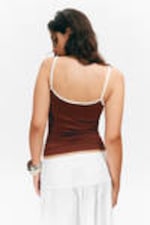 Burgunderrot & Weiß - Schmales Träger-Tanktop - 2