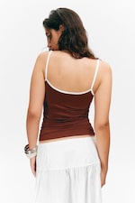 Burgundy & White - Slim Strappy Tank Top - 2