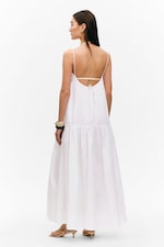Weiß - Abgestuftes Maxikleid aus Baumwollpopeline - 3