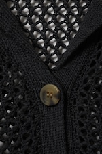 Black - Open-Knit Button-Up Cardigan - 6