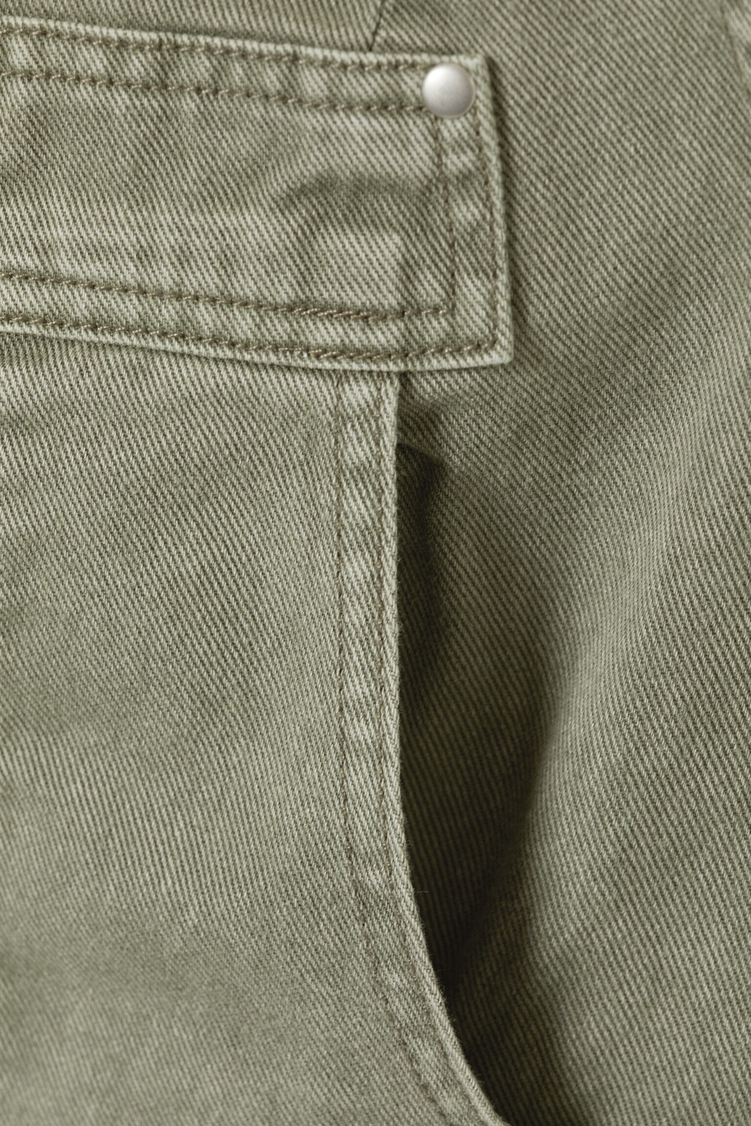 Mouwloze utilty jurk van katoenen keperstof - Khaki Green/Washed Blue - 4