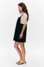 Black - Mini Pinafore Dress - 1