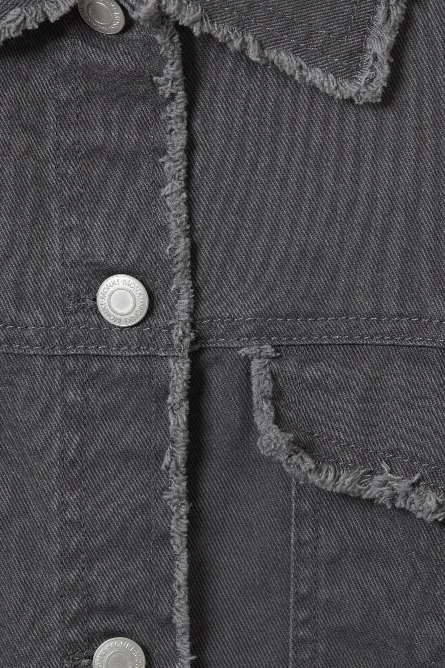 Cropped Boxy Twill Jacket - Dark Grey/Khaki Green/White - 3