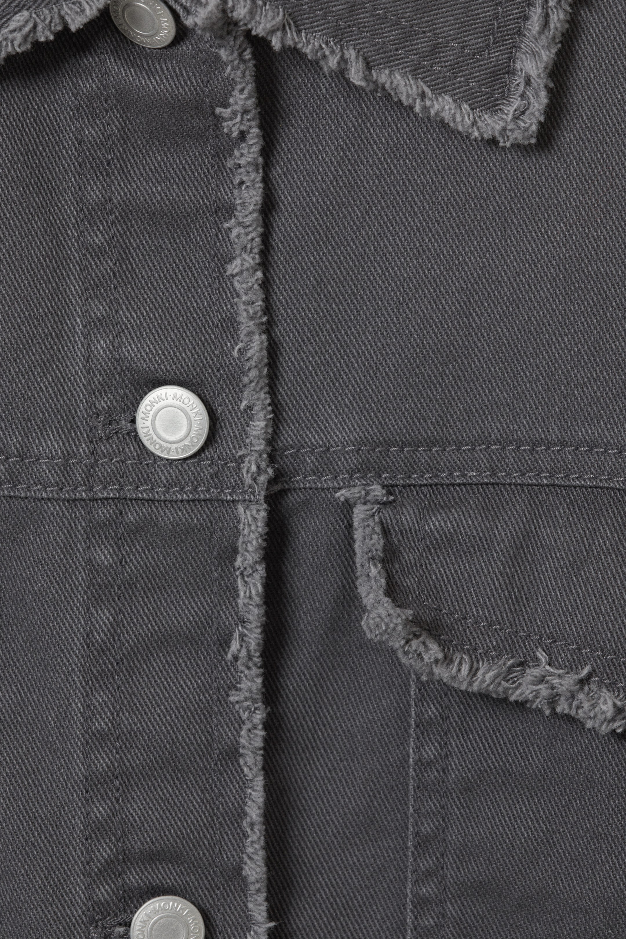 Dark Grey - Cropped Boxy Twill Jacket - 1