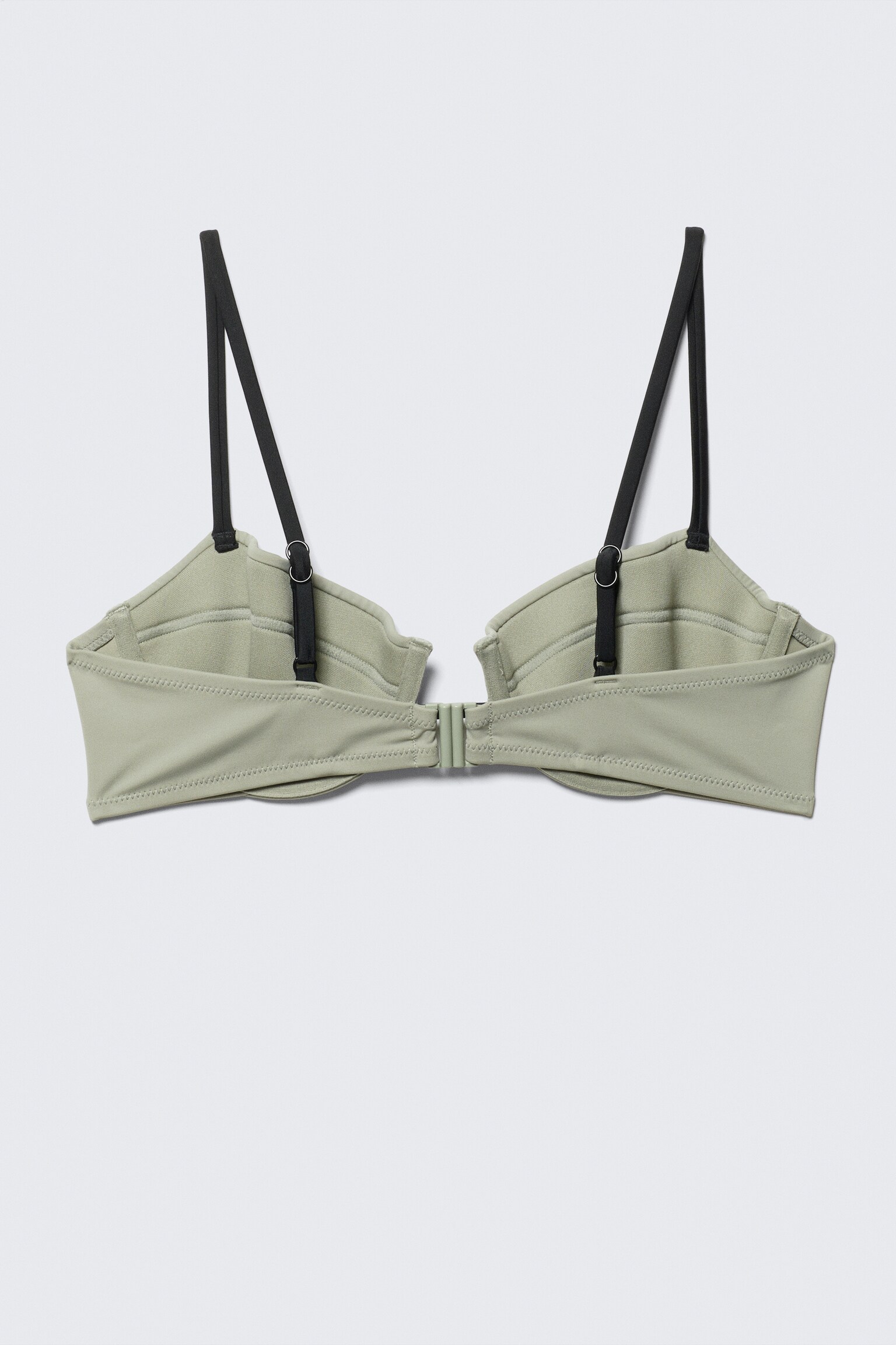 Underwired Padded Bikini Top - Light Khaki Green/Black - 2