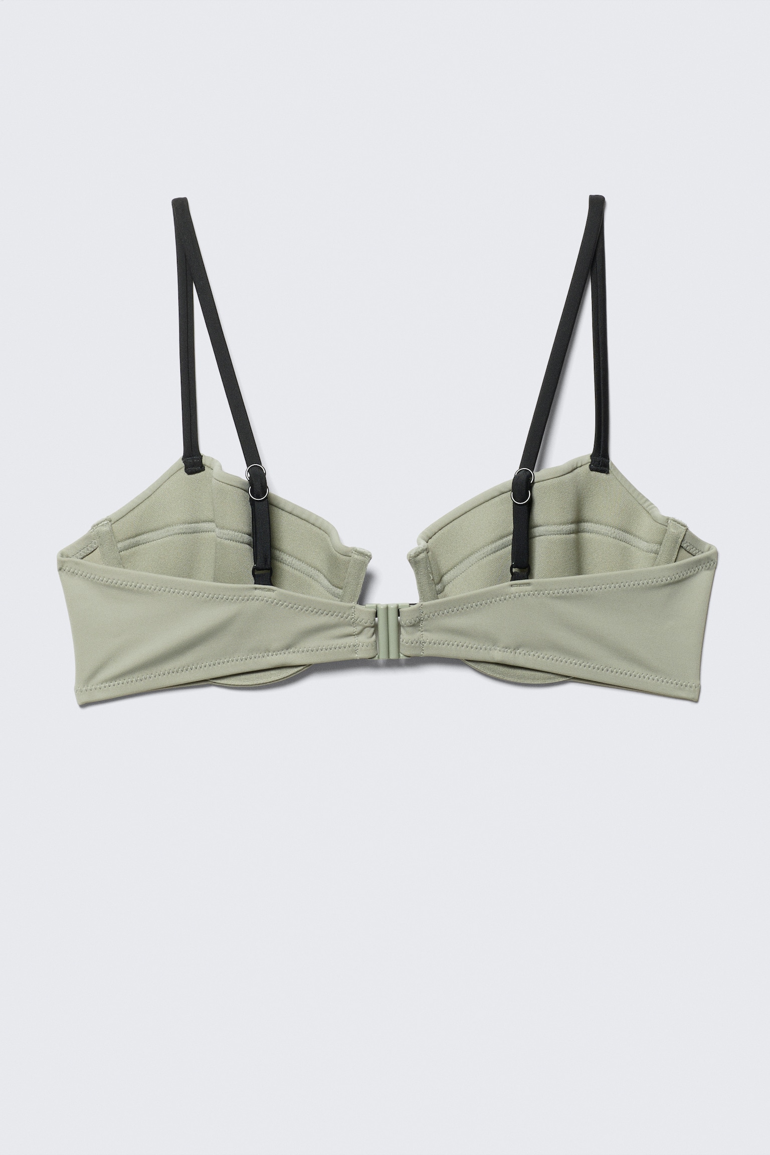 Underwired Padded Bikini Top - Light Khaki Green/Black - 2